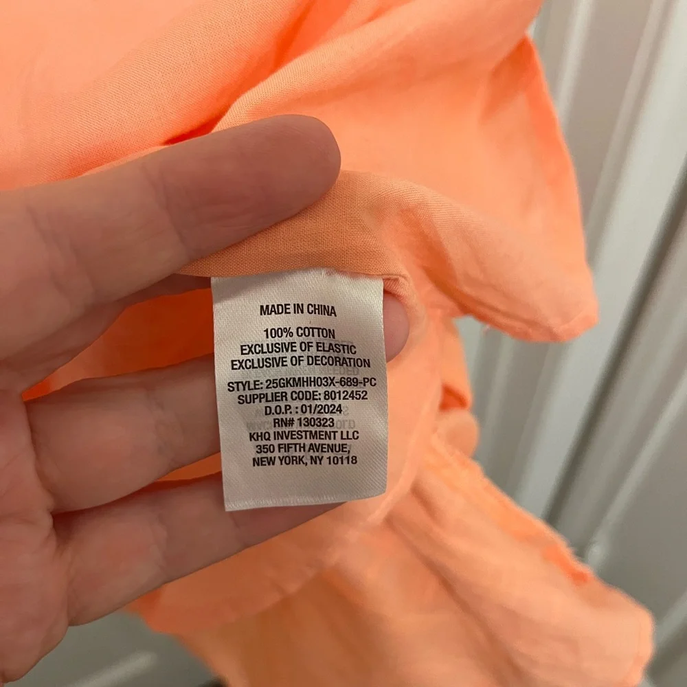 NWOT Gap Kids Girl's Cotton Tiered Peasant Dress Sleeveless Peach Lined XL 14/16